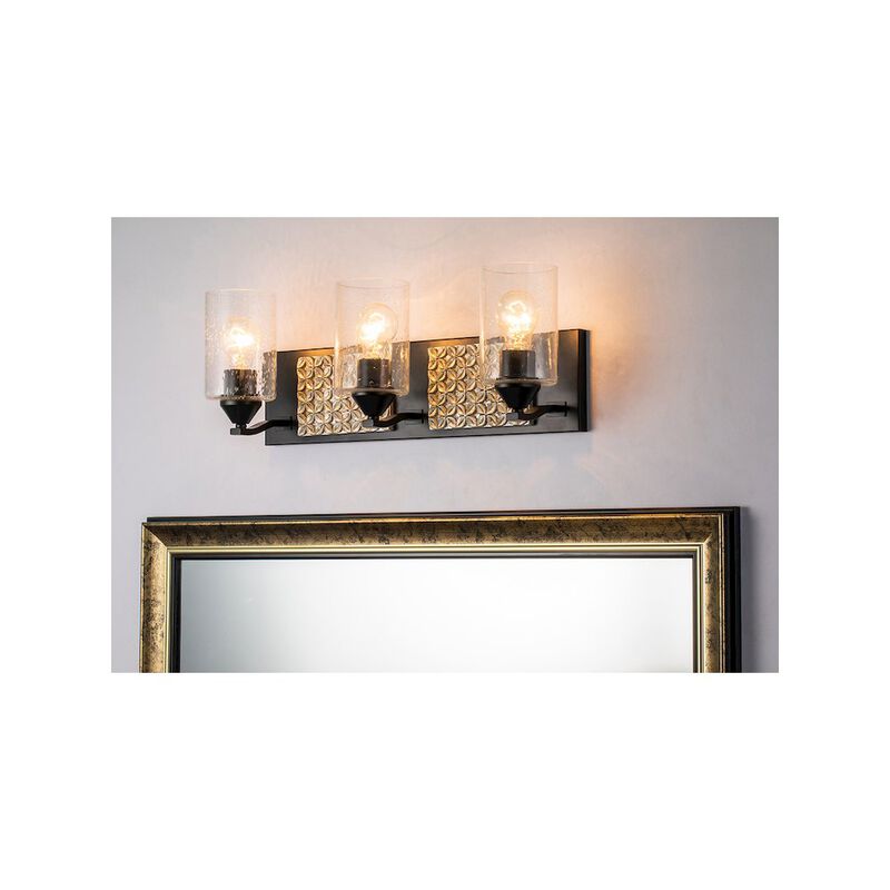 Lucas McKearn Arcadia 3 Light Bath Bar in Matte Black and Silver