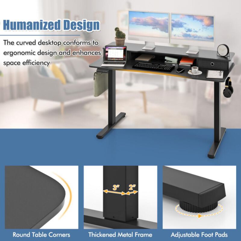 Hivvago 55 Inch x 24 Inch Height Adjustable Electric Standing Desk with 2 Drawers