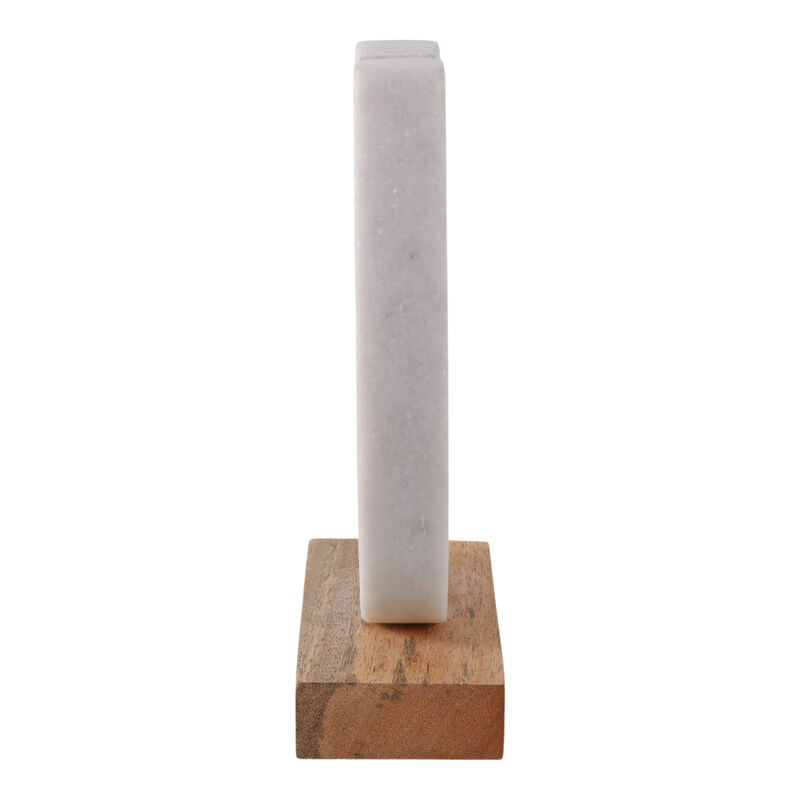 8x5" Marble Horseshoe On Wood Base, White/natural image number 2