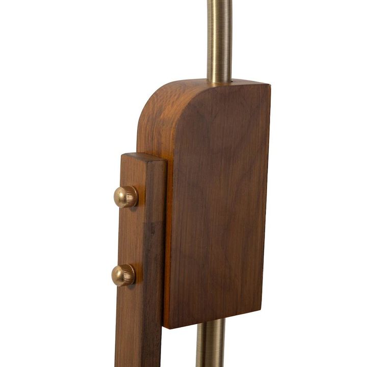 NOVA OF CALIFORNIA Melmar Chairside Arc Floor Lamp - Weathered Brass and Walnut, Dimmer Switch