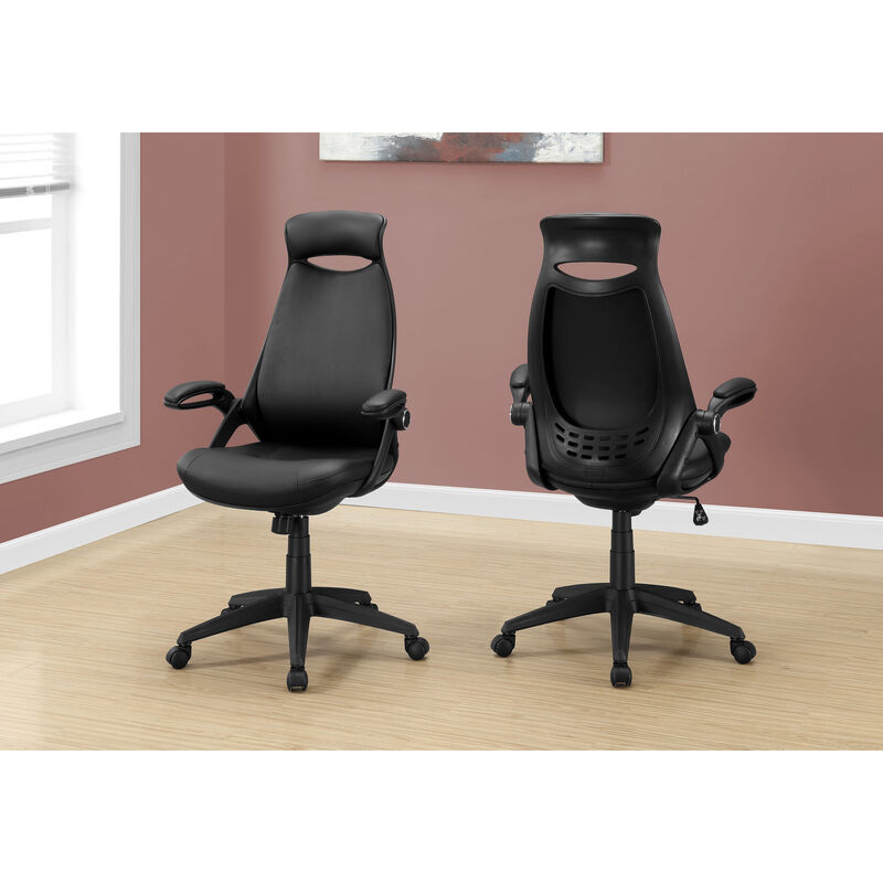Monarch Specialties I 7276 Office Chair, Adjustable Height, Swivel, Ergonomic, Armrests, Computer Desk, Work, Metal, Fabric, Black, Contemporary, Modern