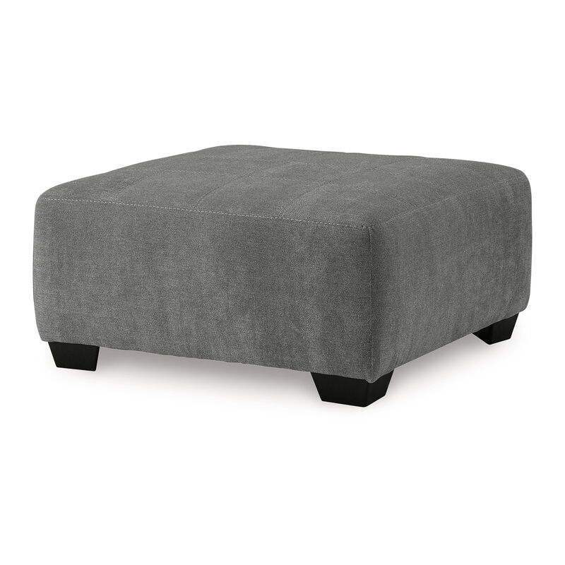 Dili Accent Ottoman, 40 Inch Square, Jumbo Stitched Gray Polyester