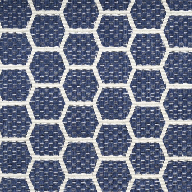 HomeRoots 12' Navy Blue And Ivory Geometric Indoor Outdoor Runner Rug image number 2