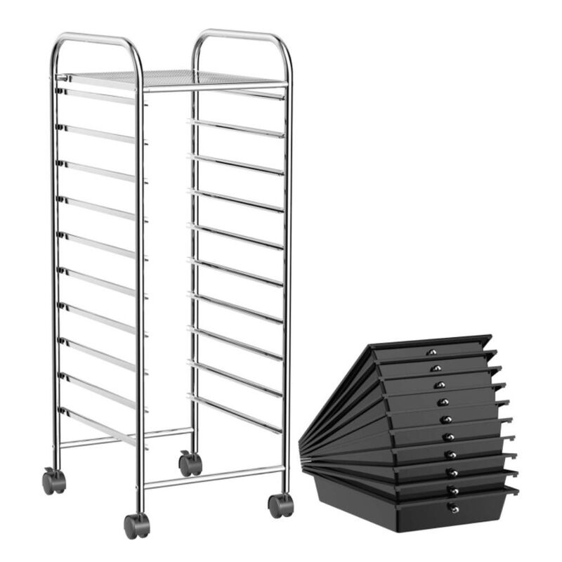 Hivvago 10 Drawer Rolling Storage Cart Organizer with 4 Universal Casters