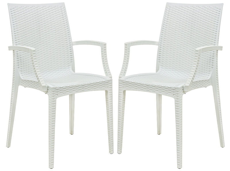 LeisureMod Weave Mace Indoor/Outdoor Chair (With Arms)