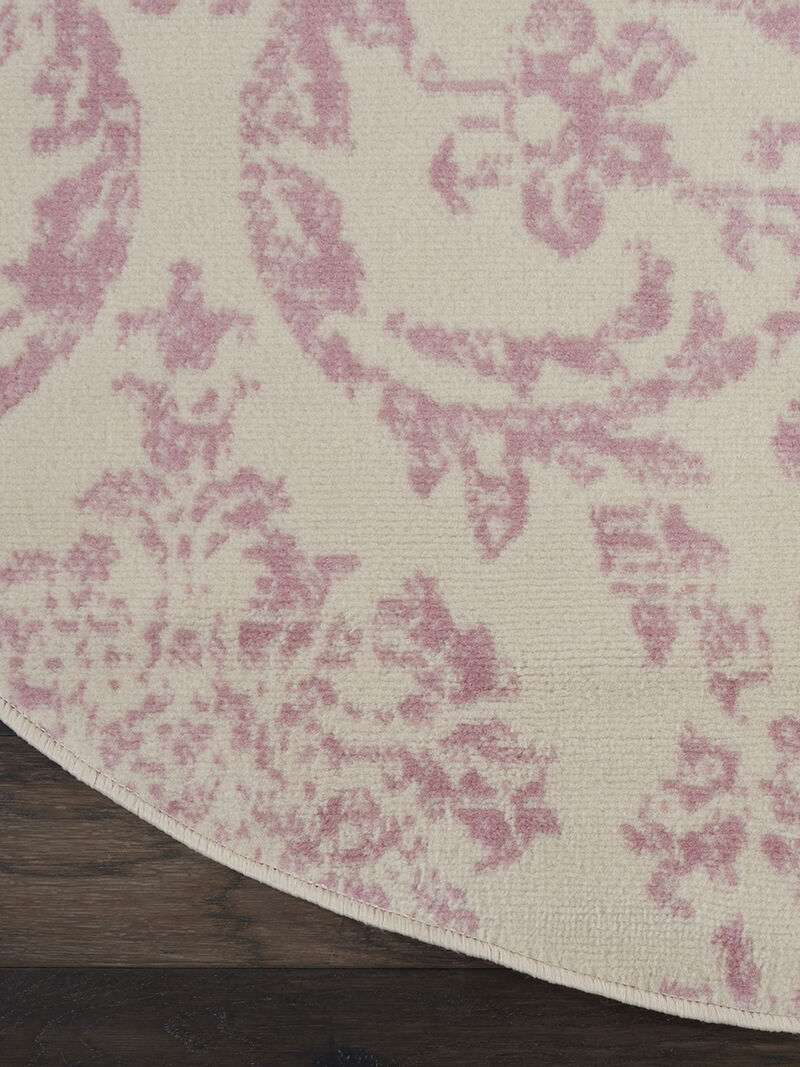 Jubilant JUB09 Ivory/Pink 5'3" x Round Rug