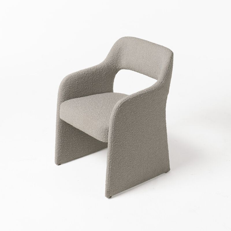 Cid Bistro 24 Inch Dining Chair, Light Gray Polyester, Cushions, Solid Wood - Benzara image number 3