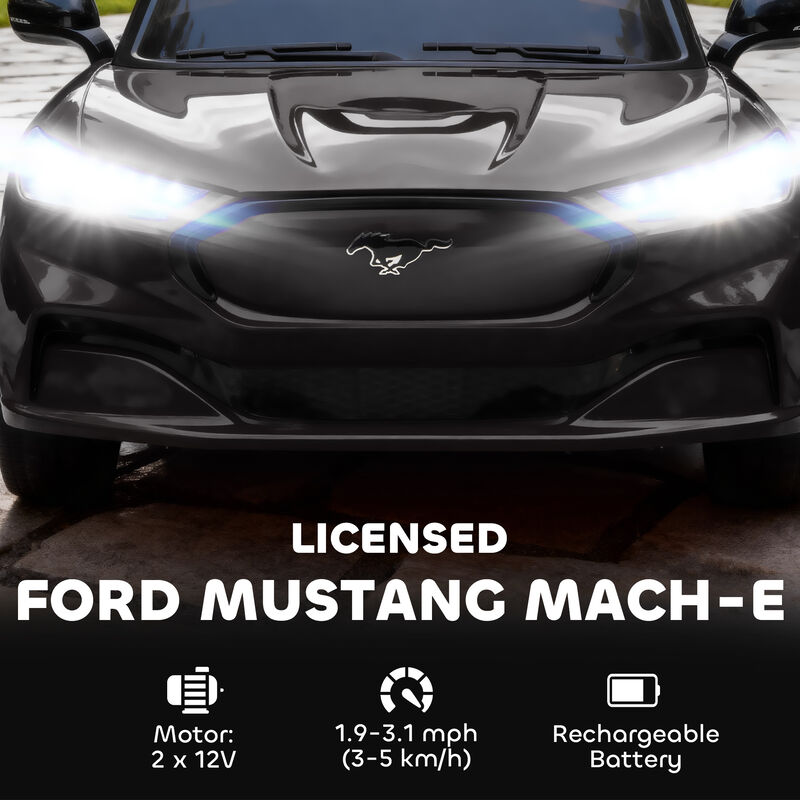 BreeBe 12V Kids Ride On Car, Licensed Ford Mustang Mach-E Electric Car with Remote Control, LED Light, Music image number 3