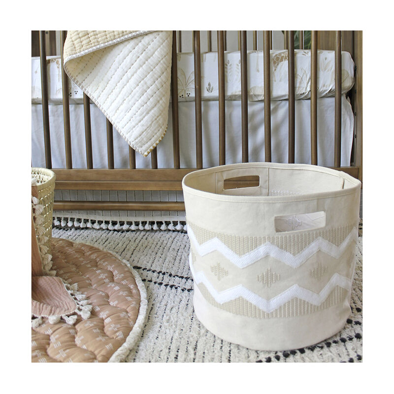 Chevron Neutral Nursery Storage Bin