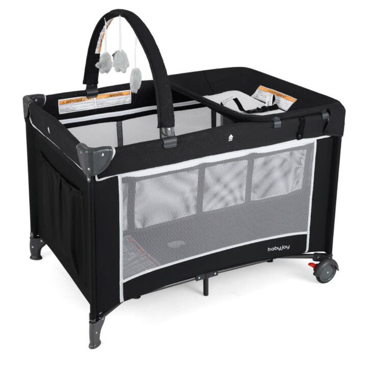 Hivvago 3-in-1 Portable Baby Crib and Playpen with Changing Table