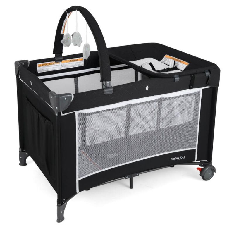 Hivvago 3-in-1 Portable Baby Crib and Playpen with Changing Table