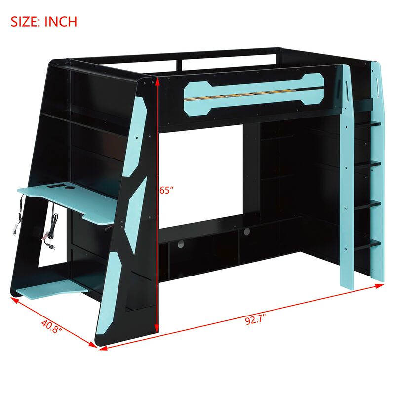 Merax All-in-One Esports Gaming & Work Twin Loft Bed image number 4