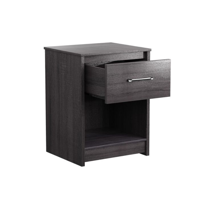 Hivago Wooden Nightstand with Drawer and Open Storage Compartment