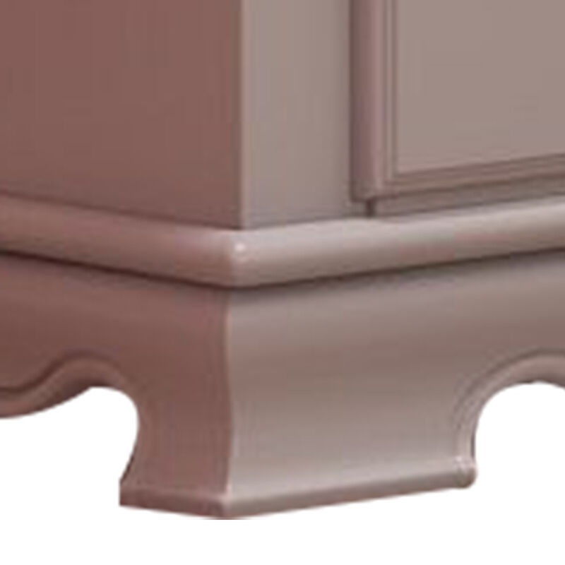 Auri 27 Inch Nightstand with 2 Drawer, Molded Trim Floral Motifs, White - Benzara