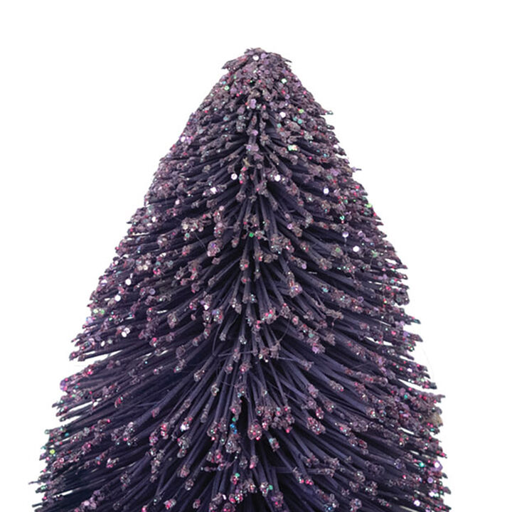 Bottle Brush Tree with Wood Base, Purple