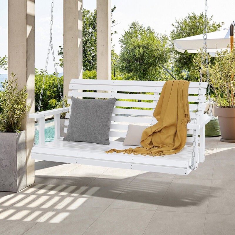 Outdoor Swing Bench &ndash; Wooden Porch Swing with Chains, Deck, or Patio Use