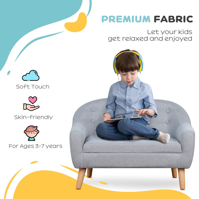 Hivvago 2-Seater Toddler Sofa with Wood Frame image number 4