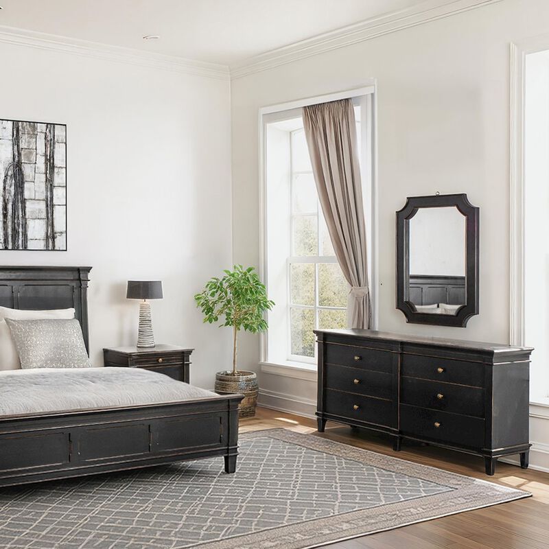 World Interiors Trento 31" Mirror in Distressed Black image number 4