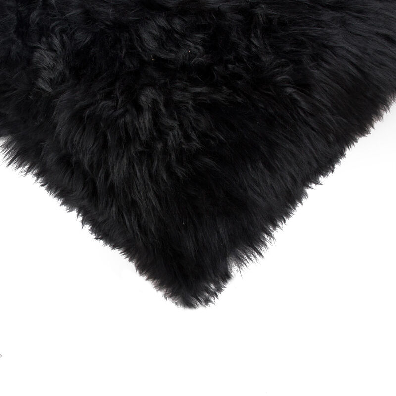 HomeRoots Set of Two 12" X 20" Black Sheepskin Lumbar Throw Pillows image number 4