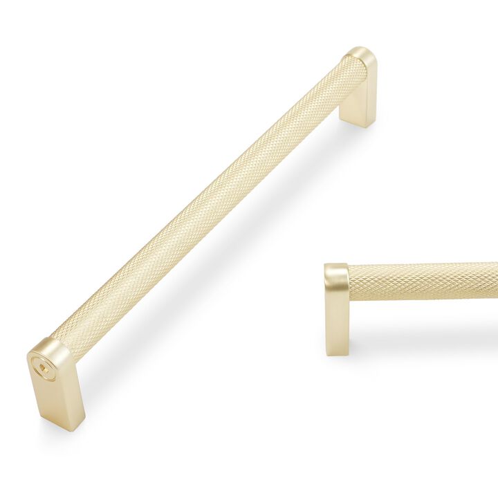 BUKOBYHE 10 Pack 7.5Inch Kitchen Cabinet Handles Brushed Brass Knurled Cabinet Pulls Gold Drawer Pulls Kitchen Hardware