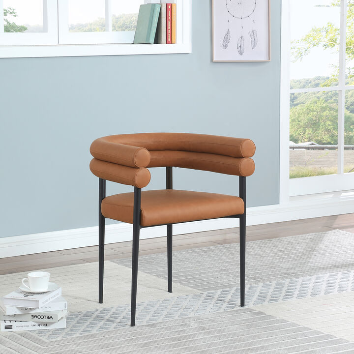 Meridian Furniture Lavina Cognac Vegan Leather Dining Chair, Set of 2