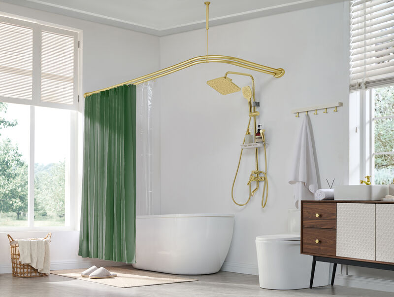 Rustproof Aluminum Double L-Shaped Shower Curtain Rod image number 7