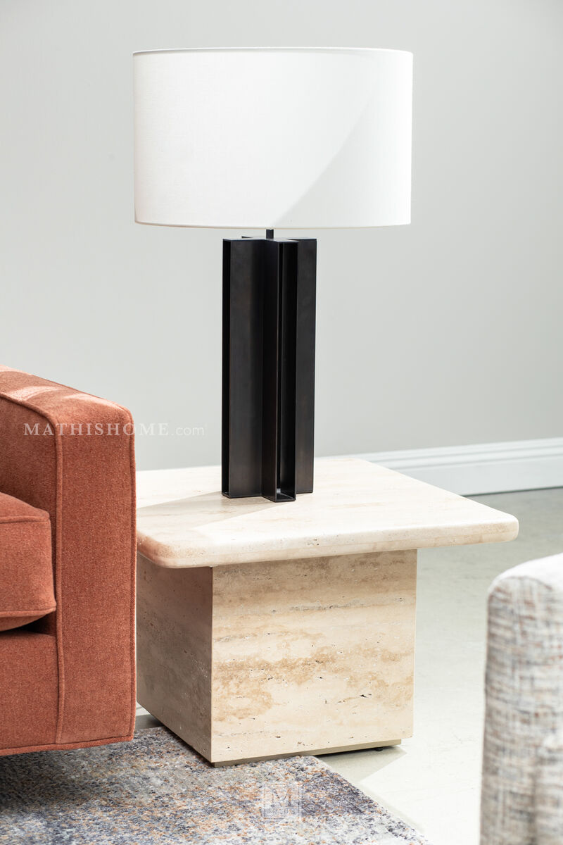Rune Medium Table Lamp in Bronze with Linen Shade image number 2
