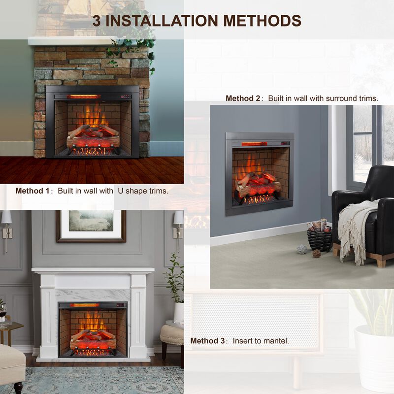 36 inch Infrared Electric Fireplace with Removable Trim kit Insert, Touch Panel Home Decor Heater image number 4