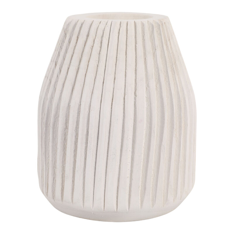 Wood, 8" Ridged Vase, White image number 2