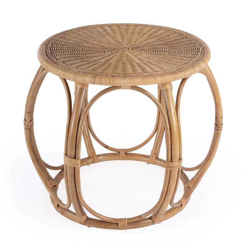 Butler Specialty Savannah Woven Rattan Round End Table, Natural