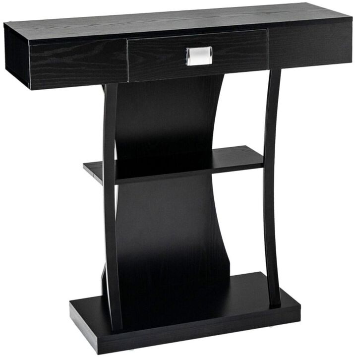 Hivvago Console Table with Drawer and 2-Tier Shelves for Entryway Living Room