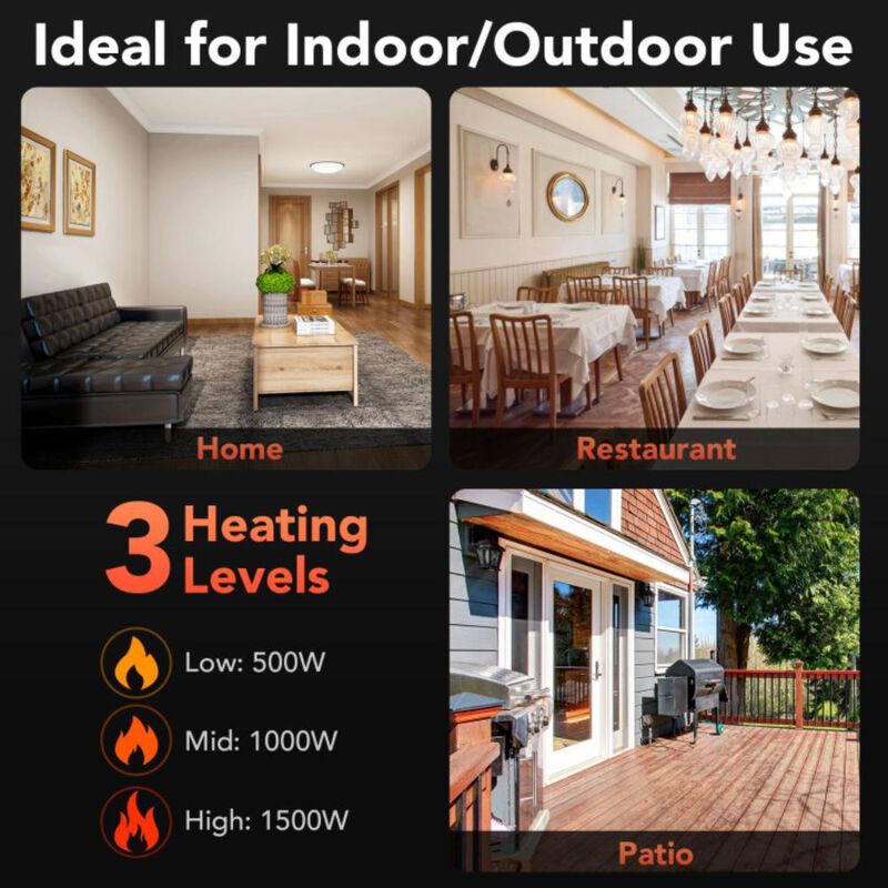 Hivvago 1500W Wall-Mounted Electric Heater Patio Infrared Heater with Remote Control