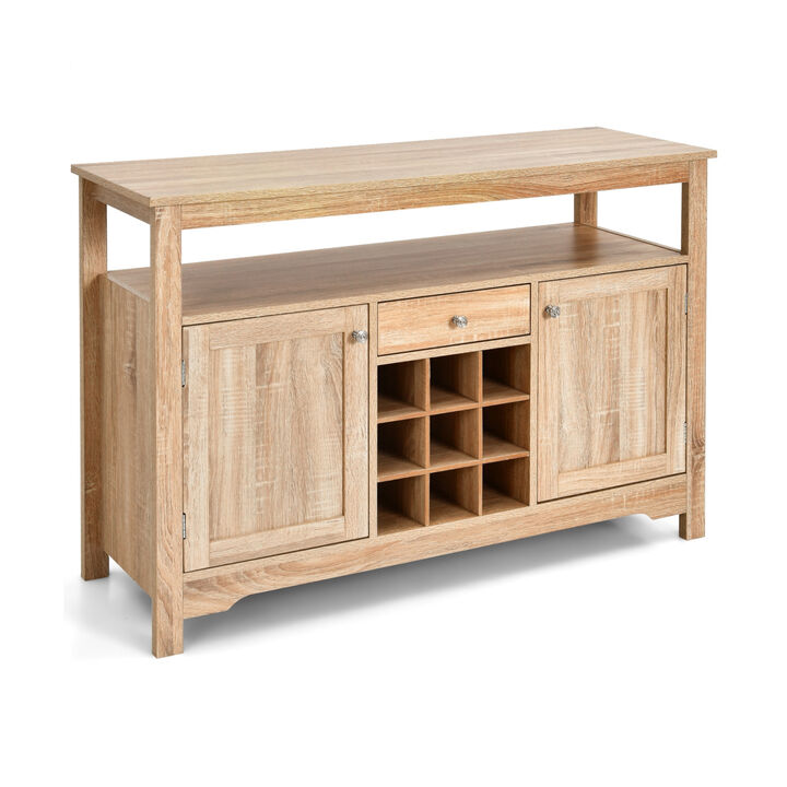 Server Buffet Sideboard With Wine Rack and Open Shelf