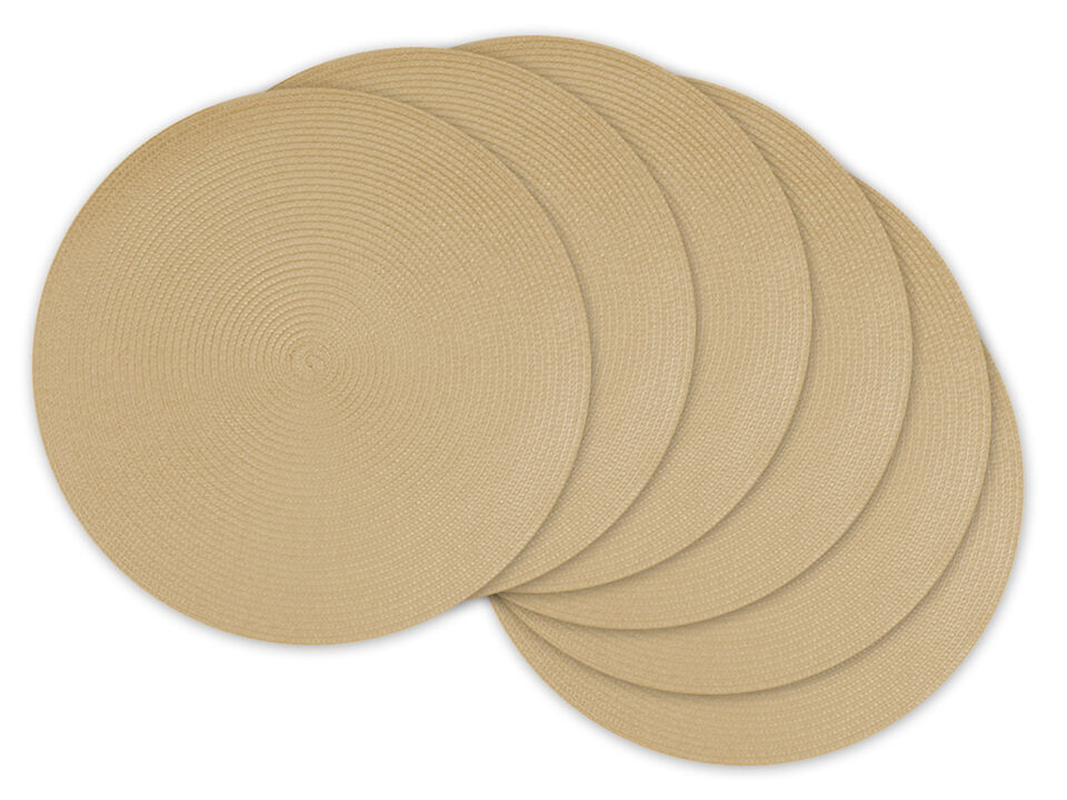 Set of 6 Biscuit Brown Solid Round Placemats 14.75"