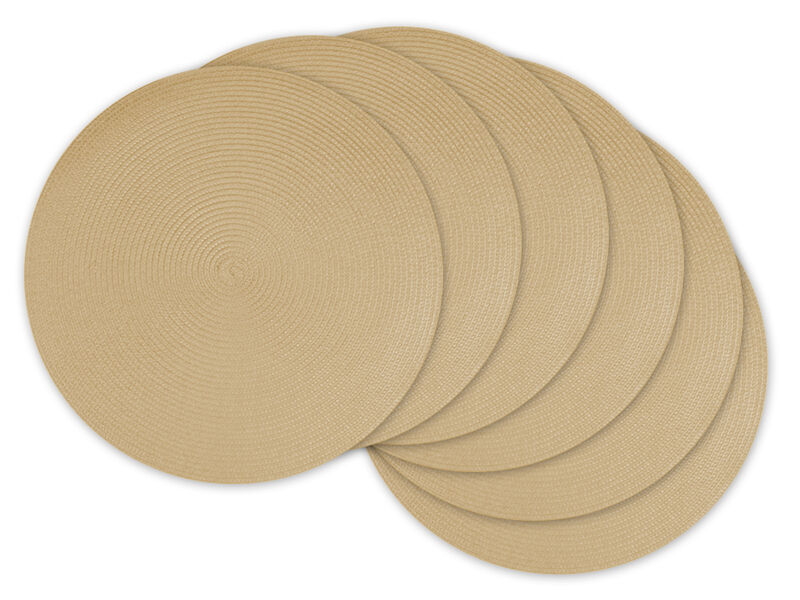 Set of 6 Biscuit Brown Solid Round Placemats 14.75" image number 1