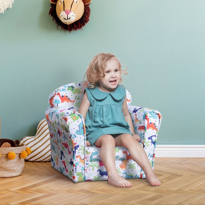 Kid's Sofa Armchair with Dinosaur Design and Thick Padding