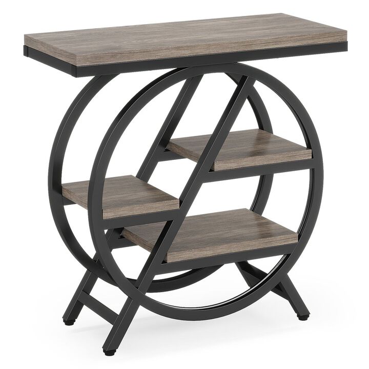 Tribesigns 4-Tier End Table, Small Side Table for Living Room, Narrow Nightstand with Storage Shelves, Slim Bedside Table for Bedroom, Snack Table for Small Spaces, 50 lb Capacity