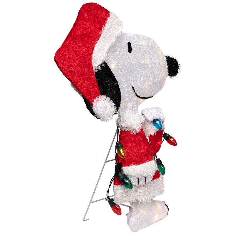 24" Lighted Santa Snoopy with String Lights Outdoor Christmas Yard Decoration image number 3