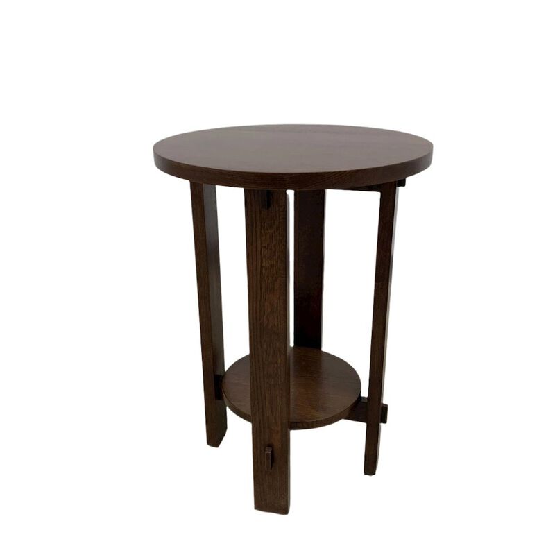 Crafters and Weavers Mission Style Oak Round End Table - Michael's Cherry