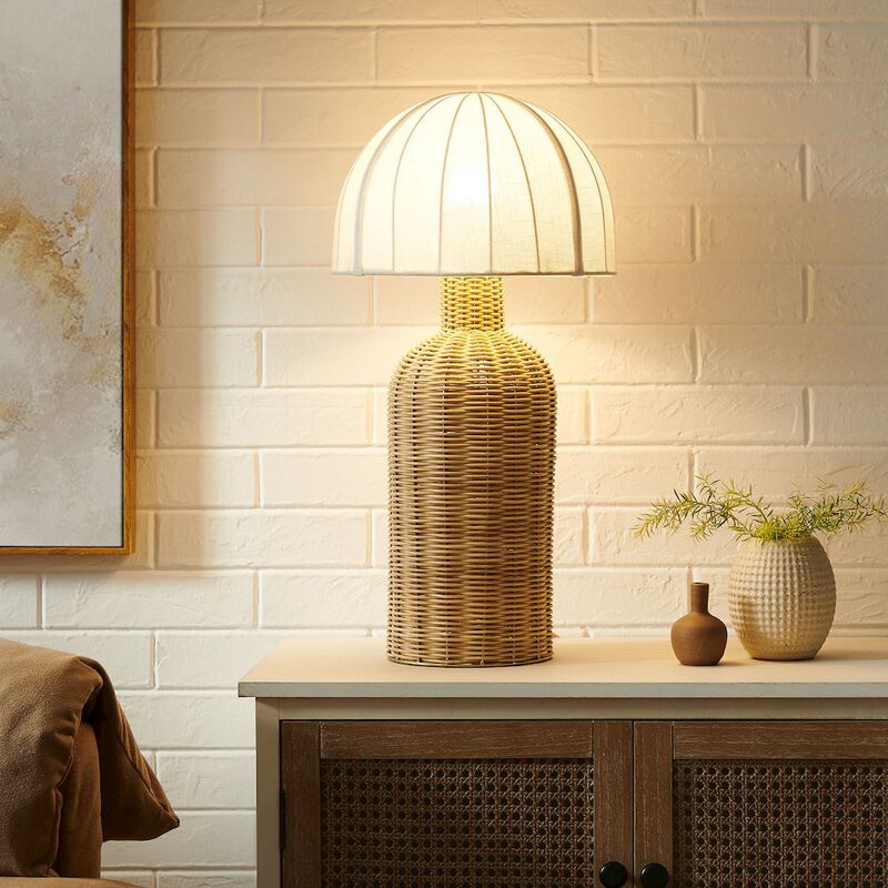 Santo Rattan Table Lamp With Dome Shade image number 9