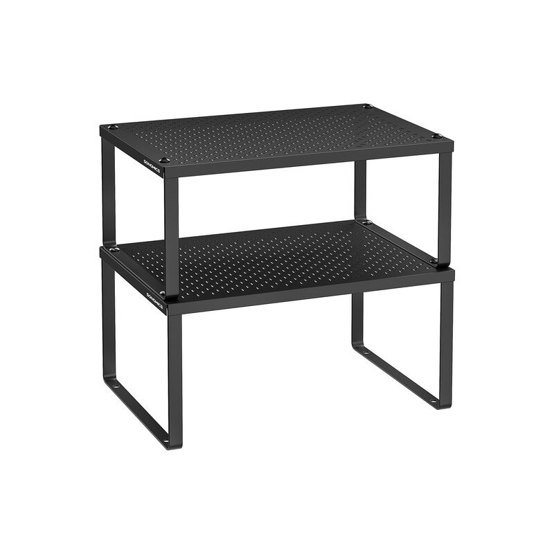 Set of 2 Stackable and Expandable Metal Cabinet Shelf Organizers for Kitchen Counter
