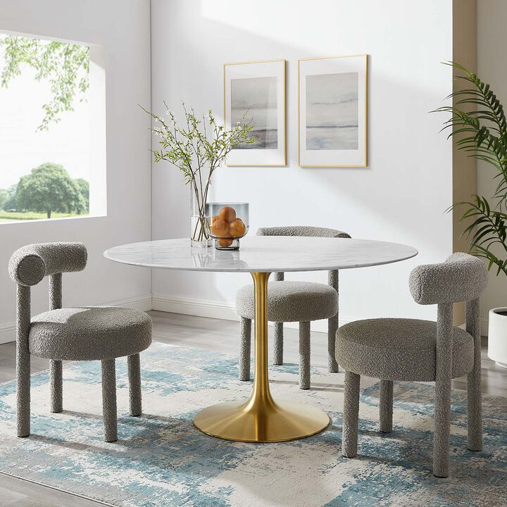 Modway - Lippa 54" Round Artificial Marble Dining Table Gold White