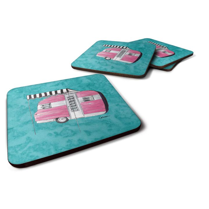 Caroline's Treasures 8764FC Welcome to the Trailer Foam Coasters (Set of 4), 3.5 H x 3.5 W, Multicolor