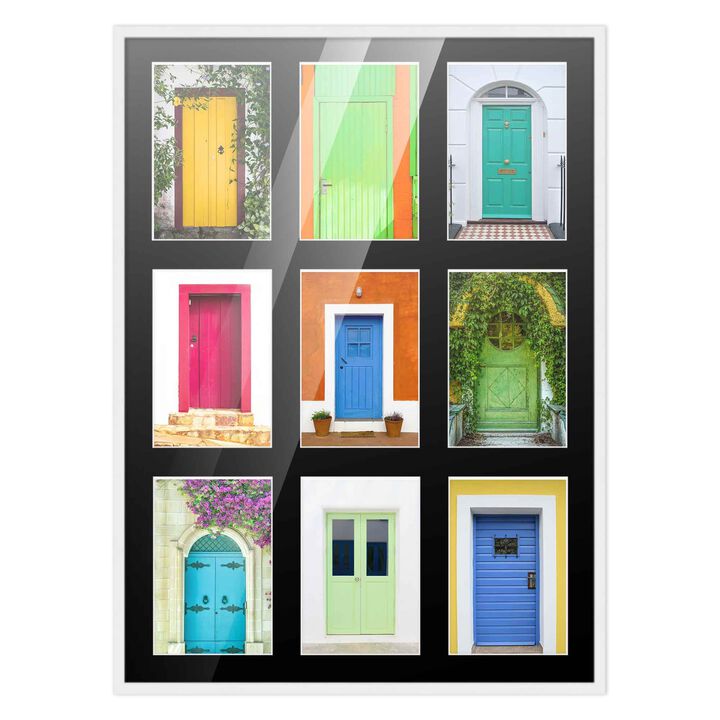 17.5x23.5 Wood Collage Frame with Black Mat For 9 5x7 Pictures