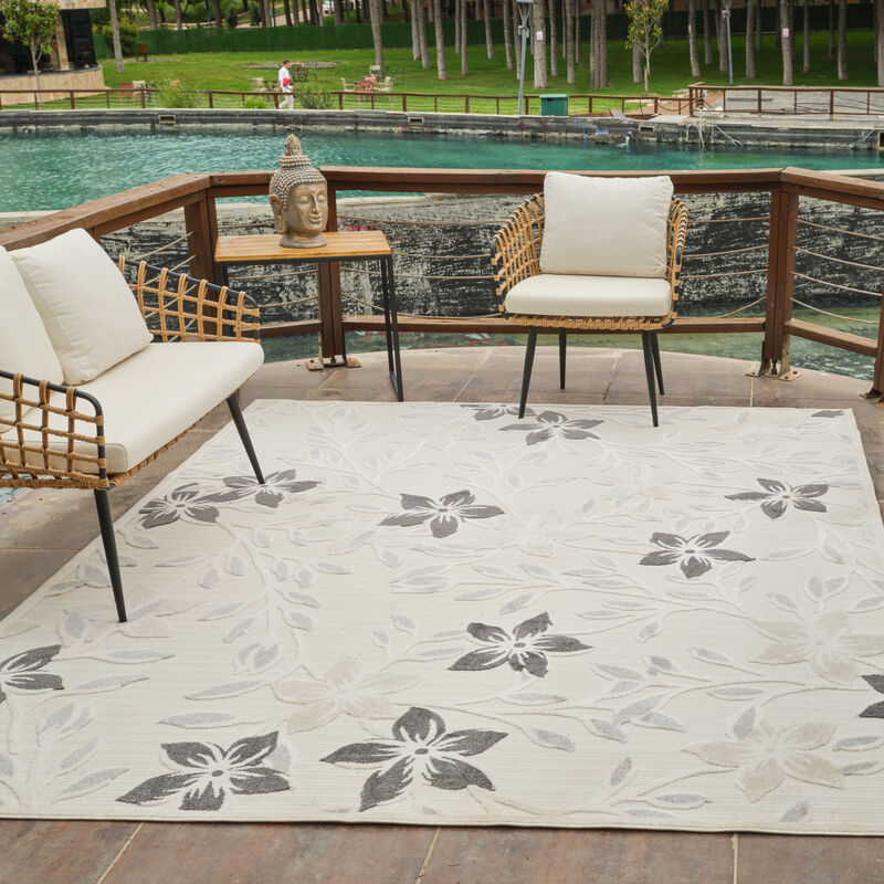 Rug Branch Florin Contemporary Botanical Cream Beige Indoor Area Rug image number 4
