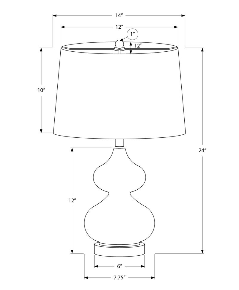 Monarch Specialties 9768, Green Cream, Contemporary Lighting Table Lamp Glass Ivory Shade, 14" L x 14" W x 24" H image number 2