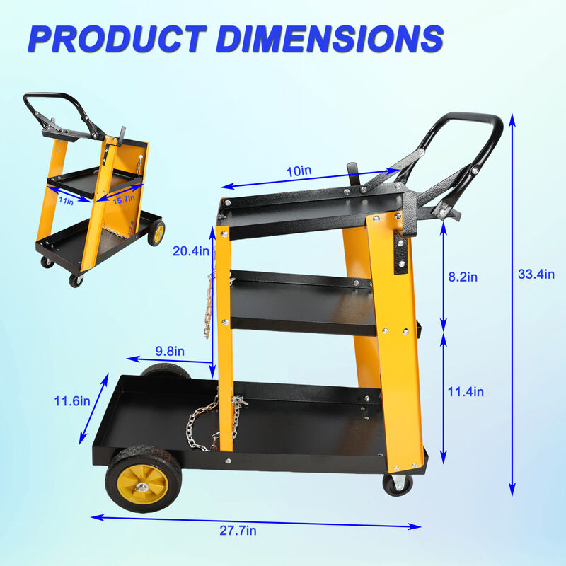 ELEMENT ACE Heavy Duty 3-Tier Multi-Function Welding Cart with Gas Bottle Storage, Safety Chains for Tig Mig Welder Plasma Cutter Home DIY & Industrial Welding Operations image number 2
