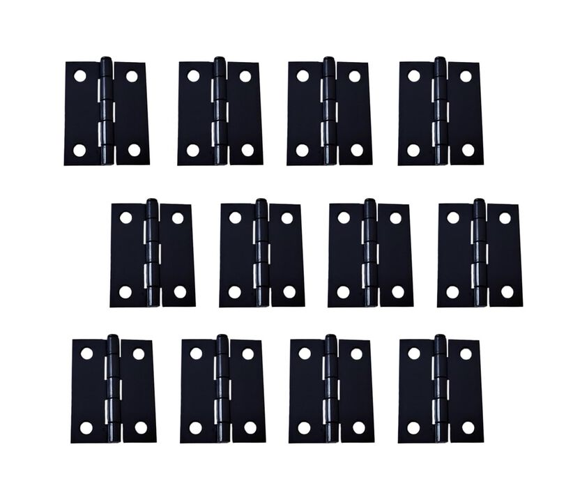 QCAA Narrow Butt Utility Hinge, Swaged, with Removable Loose Pin for Cabinet Door or Box Hinge, 2 x 1-1/2 x 1.4mm, Flat Blac