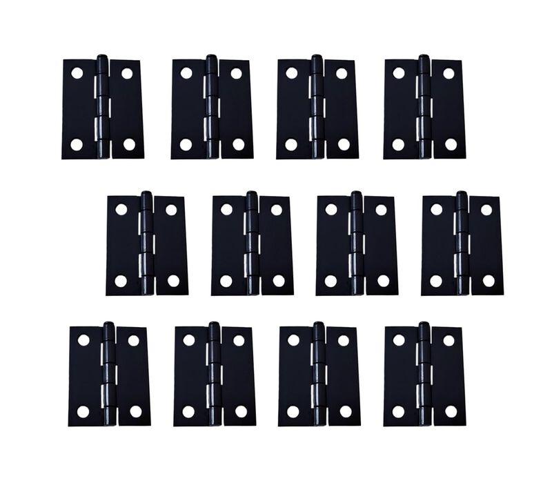 QCAA Narrow Butt Utility Hinge, Swaged, with Removable Loose Pin for Cabinet Door or Box Hinge, 2 x 1-1/2 x 1.4mm, Flat Blac