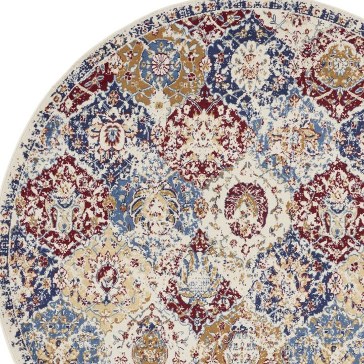 HomeRoots Ogee Distressed Non Skid Round Rug